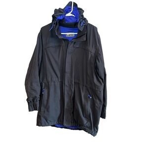 REI E1 Elements Black Waterproof Rain Jacket Lined Women's 2XL Removable Hood